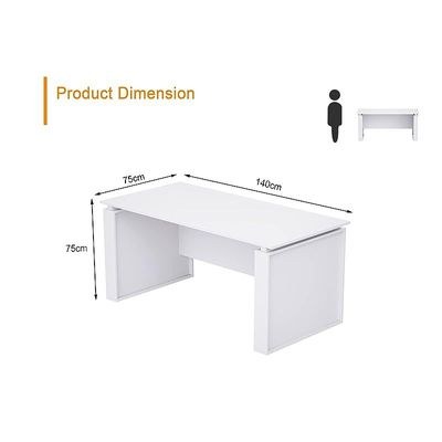 Modern Executive Office Workstation Table, Home Office Computer and Laptop Desk Featured with Wooden Finish (Premium White, 140cm) - Image 3