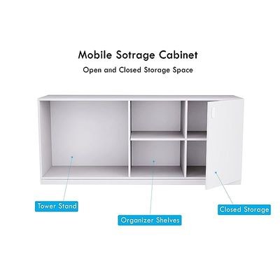 L Shaped Table with Storage Shelves and Cabinet for Desk Sturdy Home Office PC Laptop Workstation Gaming Computer Desk (Premium White) - Image 4