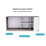 Glass Executive Desk L Shaped Table with Storage Shelves and Cabinet for Desk Sturdy Home Office PC Laptop Workstation Gaming Computer Desk - Light Concrete/White