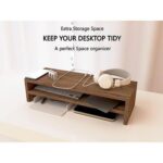 Wooden Riser Monitor Stand with 2 Tier Storage Shelf, Monitor Stand for Home Office, PC Desk Stand Monitor Riser for Keyboard Storage, Laptop, Printer - TRUFFLE DAVOS OAK