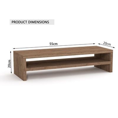 Wooden Riser Monitor Stand with 2 Tier Storage Shelf, Monitor Stand for Home Office, PC Desk Stand Monitor Riser for Keyboard Storage, Laptop, Printer - TRUFFLE DAVOS OAK - Image 5