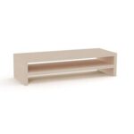 Wooden Riser Monitor Stand with 2 Tier Storage Shelf, Monitor Stand for Home Office Business, PC Desk Stand Monitor Riser for Keyboard Storage, Laptop, Printer, and TV Screen - OAK MELAMINE