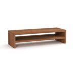 Wooden Riser Monitor Stand with 2 Tier Storage Shelf, Monitor Stand for Home, Office PC Desk Stand Monitor Riser for Keyboard Storage, Laptop, TV Screen - NATURAL DIJON WALNUT