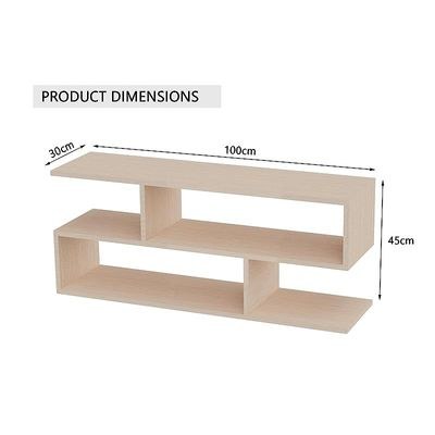 Modern TV Stand and Coffee Table with 2 Tier Storage Shelf, Monitor Stand for Home Office, PC Desk Stand Monitor Riser for Keyboard Storage, Laptop, Printer, and TV Screen - OAK MELAMINE - Image 2