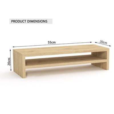 Wooden Riser Monitor Stand with 2 Tier Storage Shelf, Monitor Stand for Home, Office PC Desk Stand Monitor Riser for Keyboard Storage, Laptop, Printer - NATURAL DAVOS OAK - Image 5