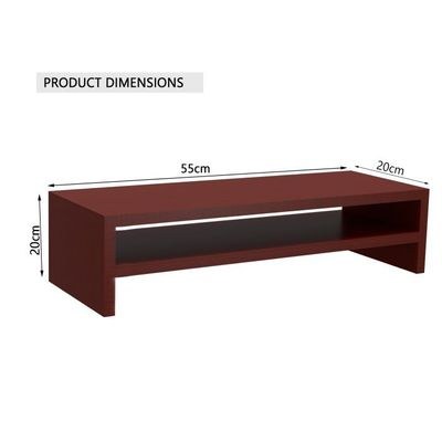 Wooden Riser Monitor Stand with 2 Tier Storage Shelf, Monitor Stand for Home Office Business, PC Desk Stand Monitor Riser for Keyboard Storage, Laptop, Printer, and TV Screen - APPLE CHERRY - Image 5