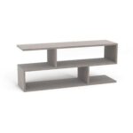 Modern TV Stand and Coffee Table with 2 Tier Storage Shelf, Monitor Stand for Home Office, PC Desk Stand Monitor Riser for Keyboard Storage, Laptop, Printer, and TV Screen - LIGHT CONCRETE