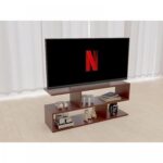 Modern TV Stand and Coffee Table with 2 Tier Storage Shelf, Monitor Stand for Home Office, PC Desk Stand Monitor Riser for Keyboard Storage, Laptop, Printer, and TV Screen - APPLE CHERRY