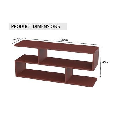 Modern TV Stand and Coffee Table with 2 Tier Storage Shelf, Monitor Stand for Home Office, PC Desk Stand Monitor Riser for Keyboard Storage, Laptop, Printer, and TV Screen - APPLE CHERRY - Image 3