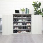 CamelTough Shoe Cabinet with 4 Shelves & 2 Doors 87L x 38W x 92H cm Shoes Storage Rack for Hallway Entryway, Outdoor Storage Box for Organizing Books, Garden Tools, 1-Year Warranty, White, HTC-CT-638