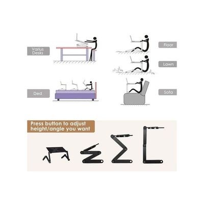 Metal Adjustable Laptop Desk With Mouse Board Black - Image 4