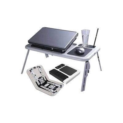 Foldable Laptop Stand With 2 Cooling Fan Table White/Black - Image 4