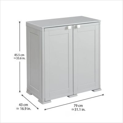 Tontarelli Storage Cabinet, Made in Italy, for Home, Office & Outdoor, Garage Organizer, Multipurpose Storage Unit with 1 Shelf and 2 Compartments, 79L x 43W x 85.5H cm, Grey, TRL-8086262155 - Image 3