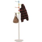 Zenments Metal Clothes Hanging Stand with 5 Hooks, Stand Tree Rack with Round Base, Entryway Coat Stand for Purses, Clothes, Scarves, for Hallway, Bedroom, Living Room - 176 x 29.5 cm - ZEN-267