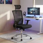 Ergonomic Mesh Computer Desk Chair MH-827 for Office and Gaming with headrest, back comfort and lumbar support BLACK