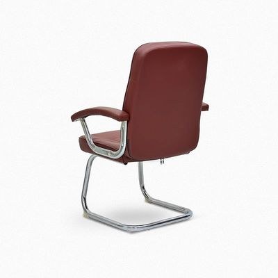Frame visitor chair with steel frame & faux leather on armrest, sit & back-Brown - Image 5