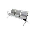 3 Seater Frame Airport Chair, visitor chair for Airport, Office, Hospital, School etc. with Metal frame & armrest, sit & back, Silver