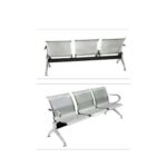 3 Seater Frame Airport Chair, visitor chair for Airport, Office, Hospital, School etc. with Metal frame & armrest, sit & back, Silver