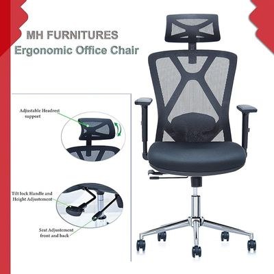 Office Desk Chair, Ergonomic Computer Office Chair with Adjustable Headrest and Adjustable height and back rest and Lumbar Support,High Back Executive office Chair with 4 option. (Black) - Image 4
