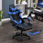 Gaming Chair, Reclining High Back PU Leather Office Desk Chair, Adjustable Headrest Footrest and Lumbar Support, Swivel Video Game Chair, Ergonomic Computer Gaming Chair