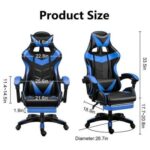Gaming Chair, Reclining High Back PU Leather Office Desk Chair, Adjustable Headrest Footrest and Lumbar Support, Swivel Video Game Chair, Ergonomic Computer Gaming Chair