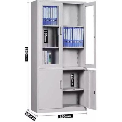Four Door Steel Cabinet With Glass, File Cabinet Grey 40X90X185Cm - Image 3