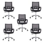 5 Piece Premium Office Chair Ergonomic Designed Desk Chair Mid Back Adjustable Wide Seat Mesh Chair Black