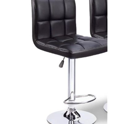 2 Piece Modern Height Adjustable Chair, Bar Chair, Bar Stool Set Leather Padded Stool Black/Silver1 - Image 4