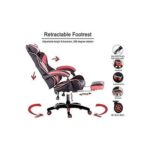 Gaming Chair, Reclining High Back PU Leather Office Desk Chair, Adjustable Headrest Footrest and Lumbar Support, Swivel Video Game Chair, Ergonomic Computer Gaming Chair