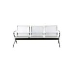 3-Seat Metallic Visitor Chair Silver 180X85X65Centimeter