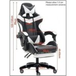 Gaming Chair with Footrest & PU Leatherette High Back Ergonomic Swivel, Tilt Tension Adjustment (Black/White, With Footrest)