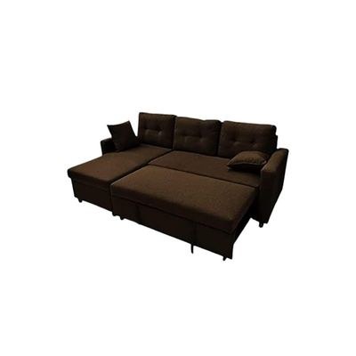 SULSHA Sofa Cum Bed With Cushions L-Shaped Storage Space (Brown) - Image 3