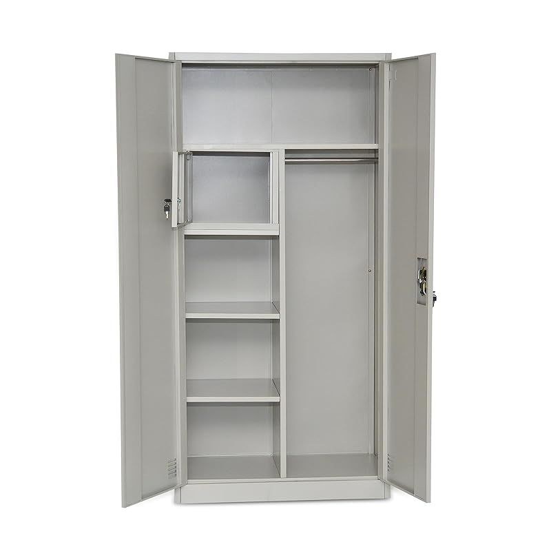 Best Steel Big size Metal Cupboard for home or Office MH-205-E Cupboard, Steel Filing Cupboard,Cabinet with Shelves Storage Compartment,Flush Key lock (Metal Grey) - Image 2