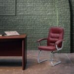 Modern Leather Office Visitor Chair Hospital Chair Brown Color