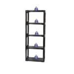 Strata, Made in UK, Heavy Duty 5 Tier Shelf Rack, Black, W75 x D37 x H196 cm, STR-XW128-BLK-EX