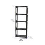 Strata, Made in UK, Heavy Duty 5 Tier Shelf Rack, Black, W75 x D37 x H196 cm, STR-XW128-BLK-EX