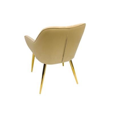 Maple Home Velvet Accent Arm Dining Chair With Gold Metal Legs Kitchen Living Room Furniture Beige - Image 5