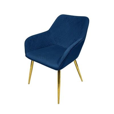Maple Home Velvet Accent Arm Dining Chair With Gold Metal Legs Kitchen Living Room Furniture Blue