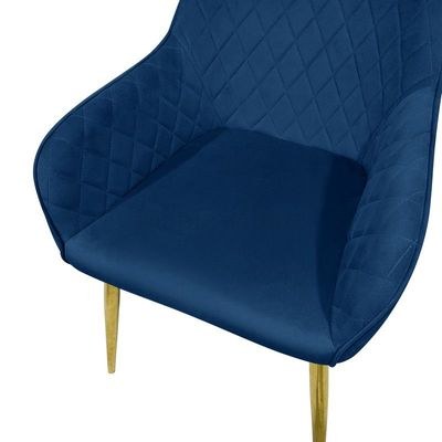 Maple Home Velvet Accent Arm Dining Chair With Gold Metal Legs Kitchen Living Room Furniture Blue - Image 4