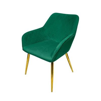 Maple Home Velvet Accent Arm Dining Chair With Gold Metal Legs Kitchen Living Room Furniture Green