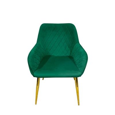 Maple Home Velvet Accent Arm Dining Chair With Gold Metal Legs Kitchen Living Room Furniture Green - Image 2