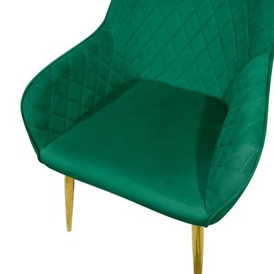Maple Home Velvet Accent Arm Dining Chair With Gold Metal Legs Kitchen Living Room Furniture Green - Image 4