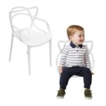 Maple Home Stackable Plastic Children Chair,Learning Durable Waterproof Kid-friendly Stool,White