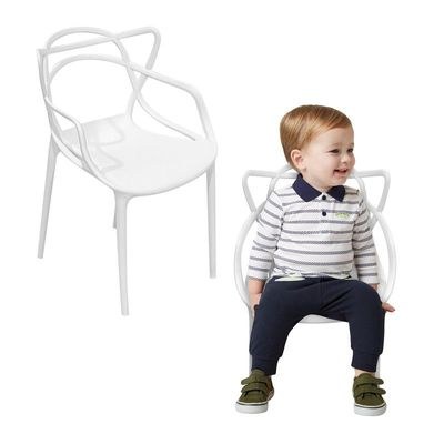 Maple Home Stackable Plastic Children Chair,Learning Durable Waterproof Kid-friendly Stool,White