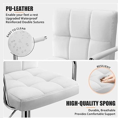 Maple Home PU Adjustable Height Bar Stool Swivel Hydraulic Bar PU Armchair With Backrest 360° Upholstered Seat Assembled Home Office - Image 3
