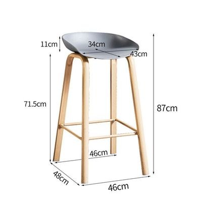 Maple Home High Bar Stool Dining Bar Chair Plastic Seat Gray - Image 5