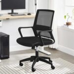 Songmics Low Back Mesh Office Chair, Swivel Chair, Adjustable Height, Tilt Mechanism, Breathable Mesh Seat Chair Black for Home, Office, Study Room
