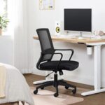 Songmics Low Back Mesh Office Chair, Swivel Chair, Adjustable Height, Tilt Mechanism, Breathable Mesh Seat Chair Black for Home, Office, Study Room