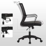 Songmics Low Back Mesh Office Chair, Swivel Chair, Adjustable Height, Tilt Mechanism, Breathable Mesh Seat Chair Black for Home, Office, Study Room