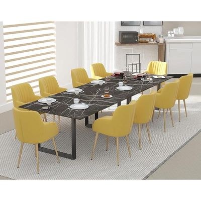 Mahmayi Dec 136 BLK Modern Wooden Dining Table Loop-Leg, 10-Seater for Kitchen & Dining, Living Room Furniture - 360cm, Black Pietra Grigia - Stylish Home Decor & Family Dining Ensemble - Image 2